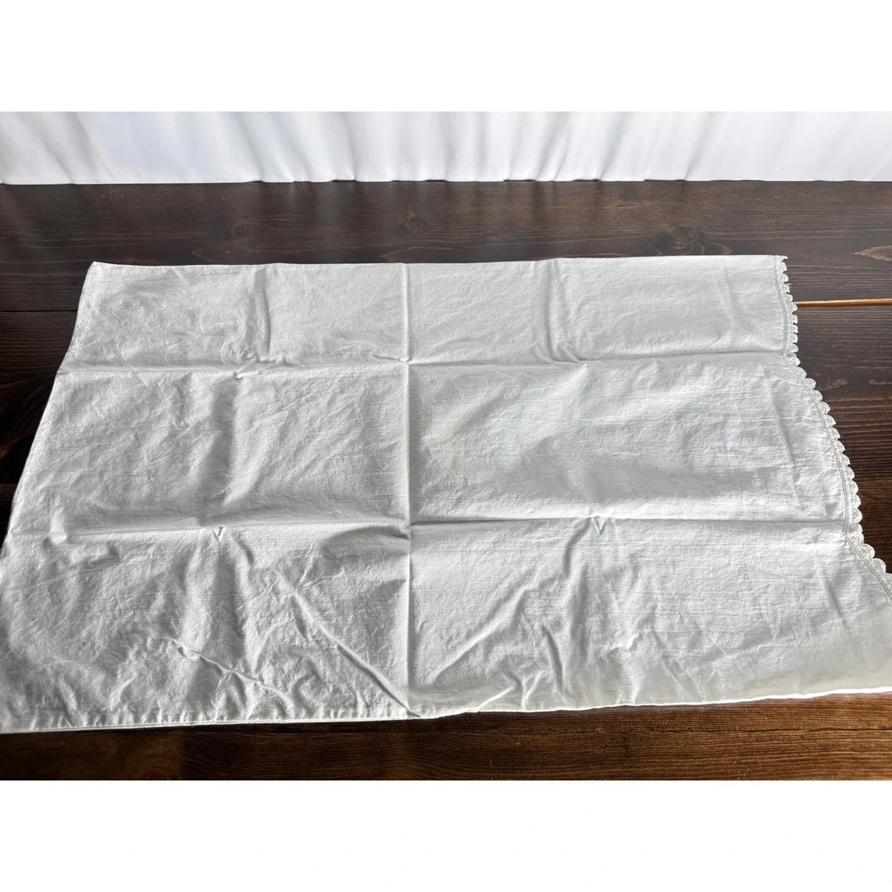 Vintage His and Hers Pillowcase Set Embroidered Floral Pansy Crochet Trim White